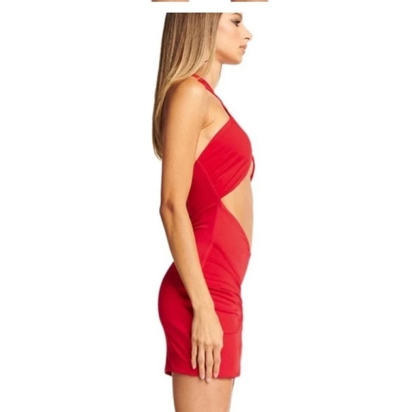 I.Am.Gia Cosma Dress Logo Metal Name Plate Red Halter Cutout Small G2 - Picture 6 of 12